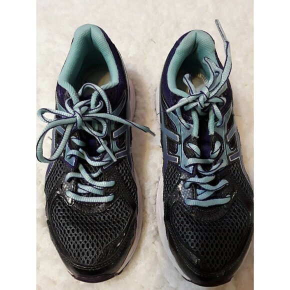 womens ASICS blue stripes lace up fabric - Picture 1 of 4